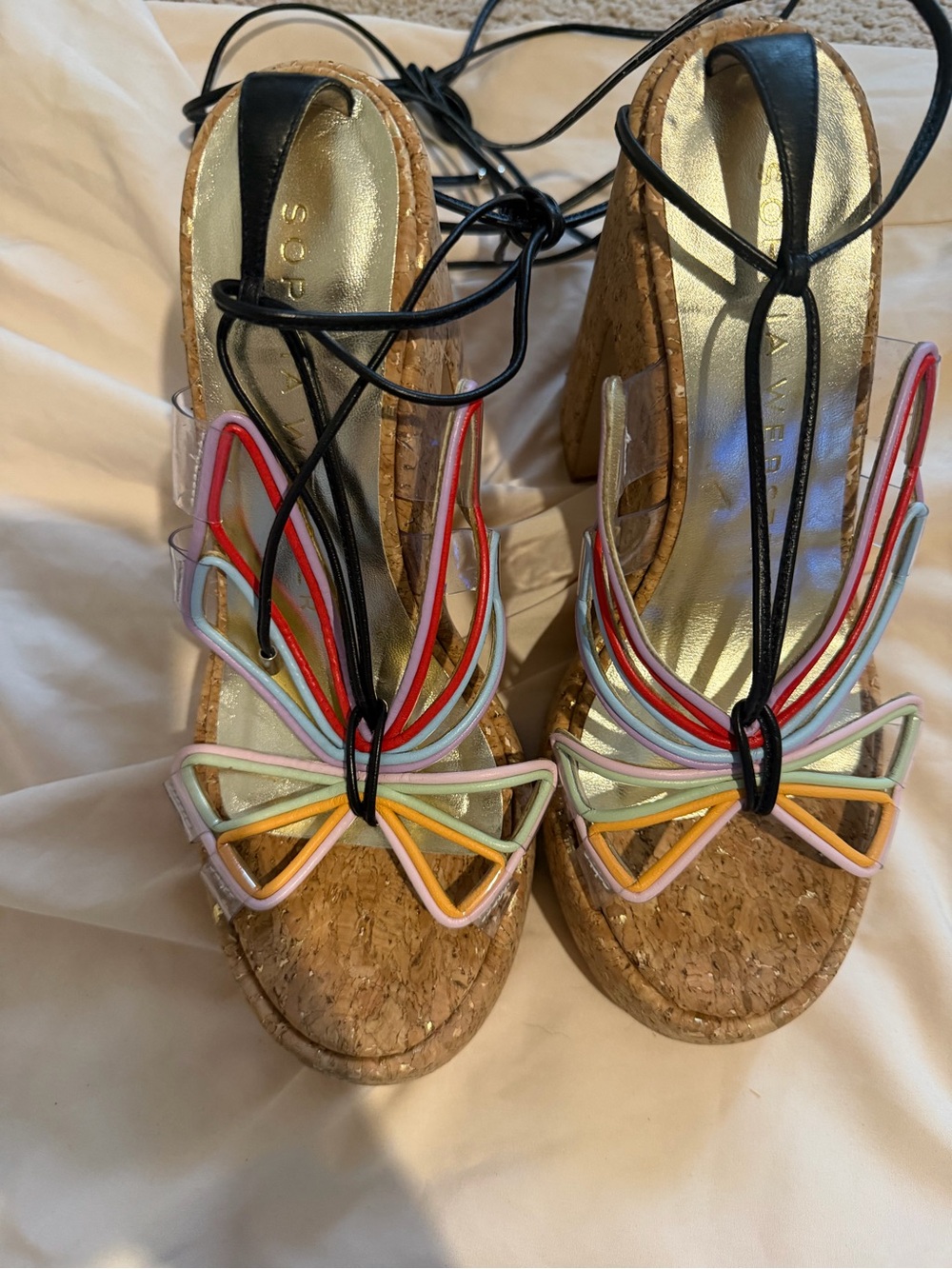 Sophia Webster Multicolor Butterfly Cork Wedge Sandals